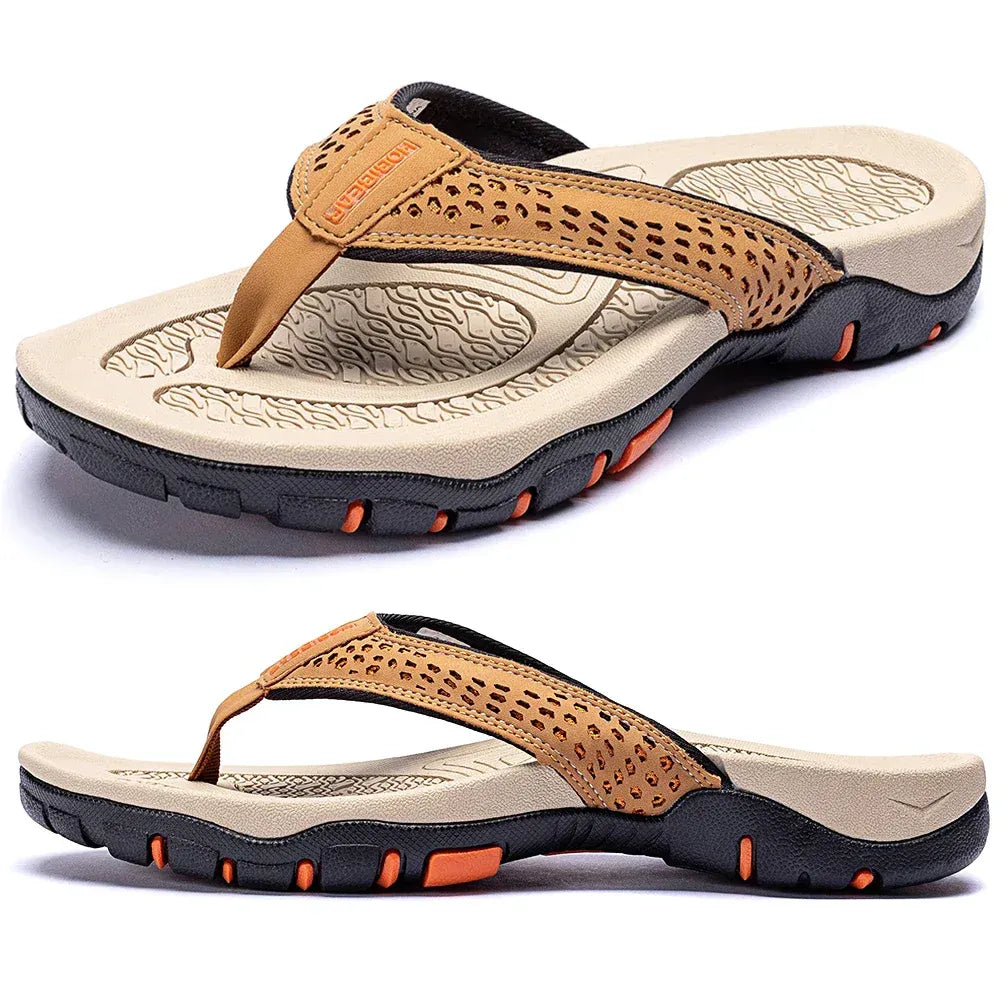 Orion Arch Support Leather Flip Flops