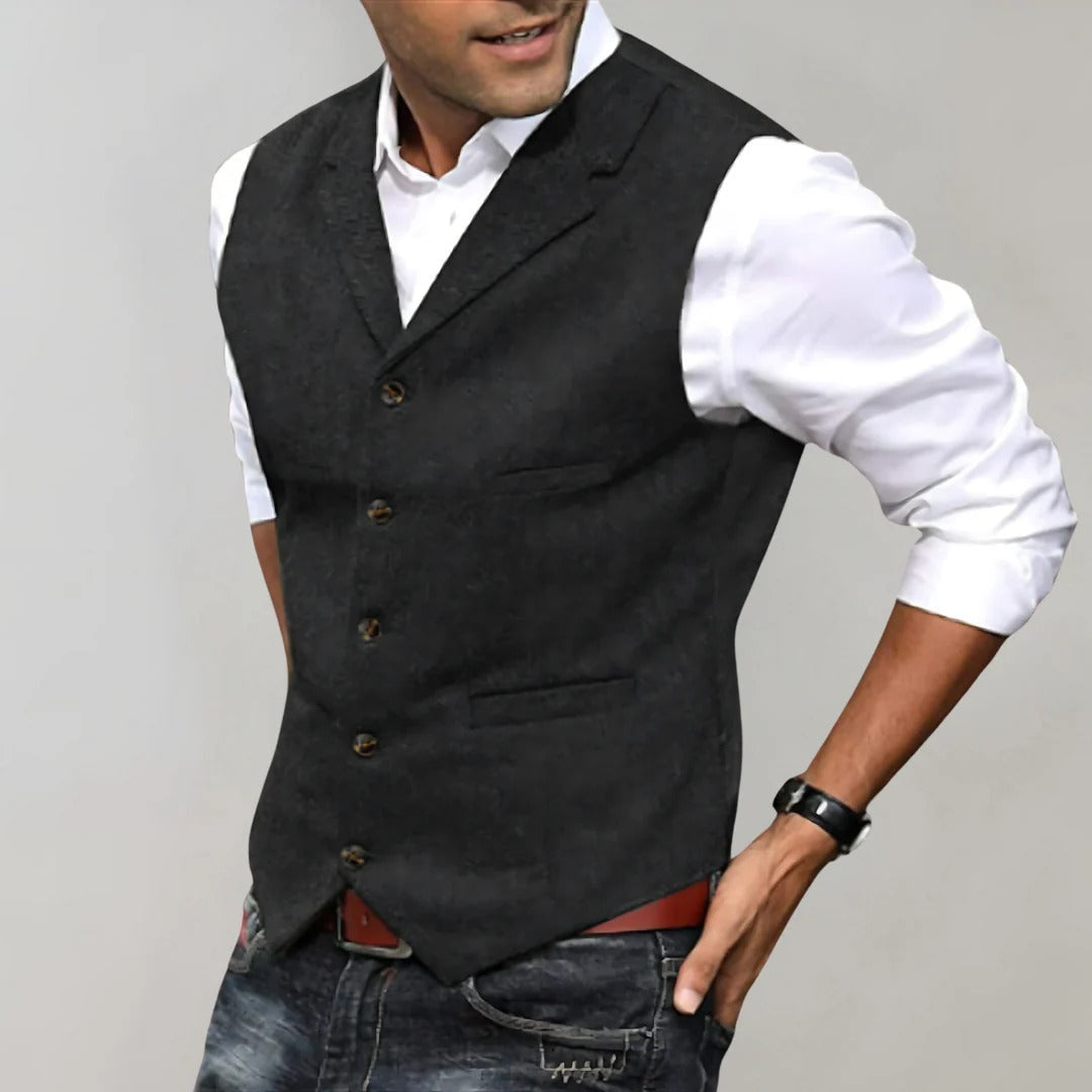Sterling Herringbone Wool Vest