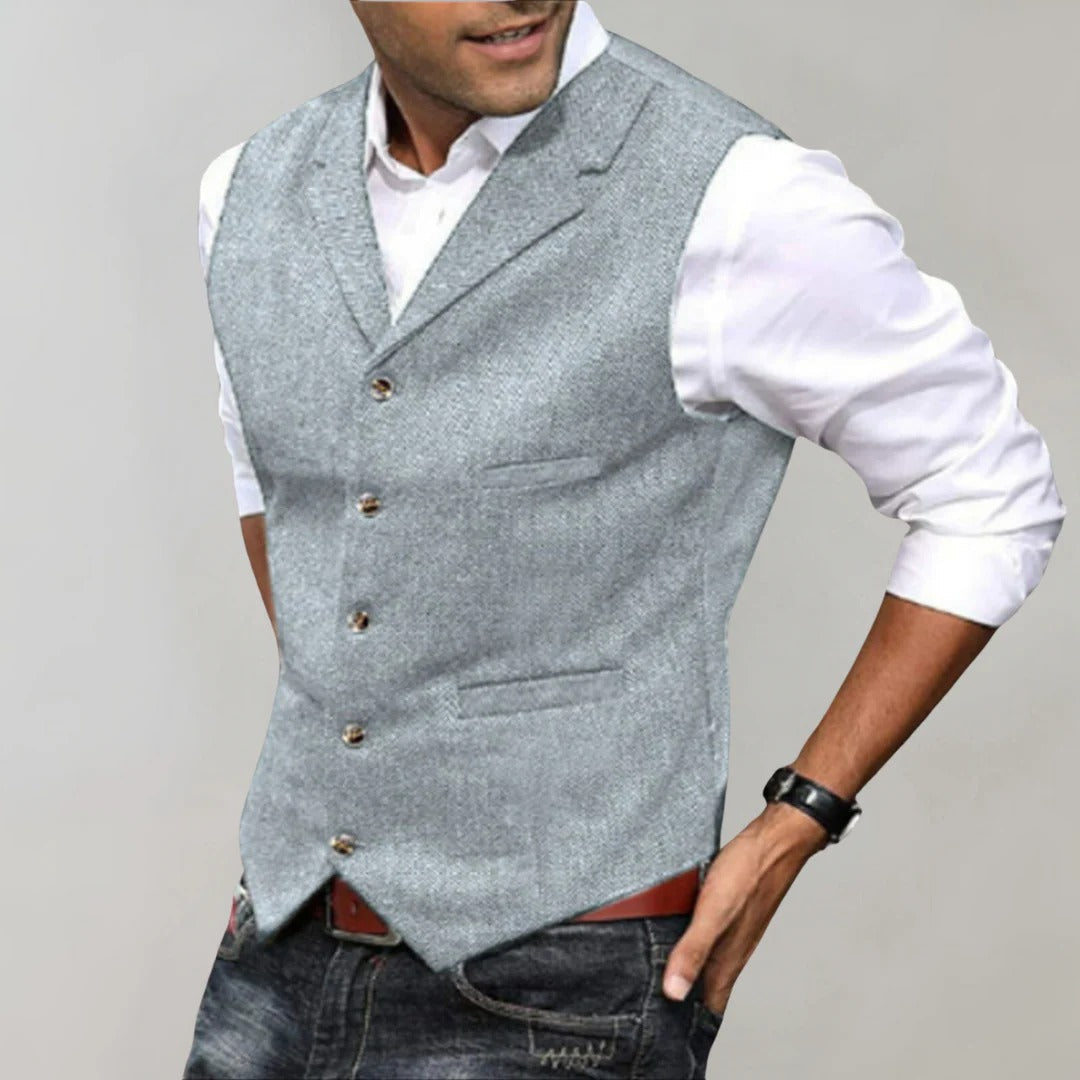 Sterling Herringbone Wool Vest