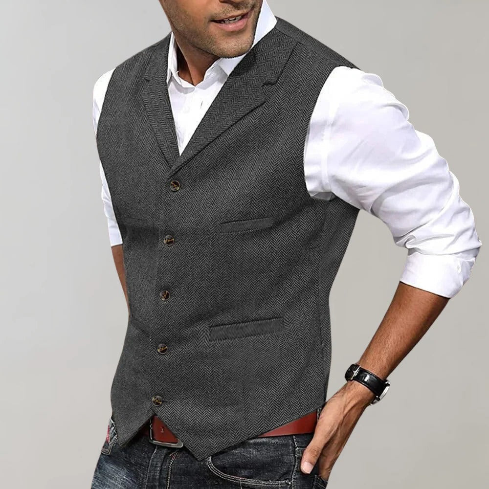 Sterling Herringbone Wool Vest