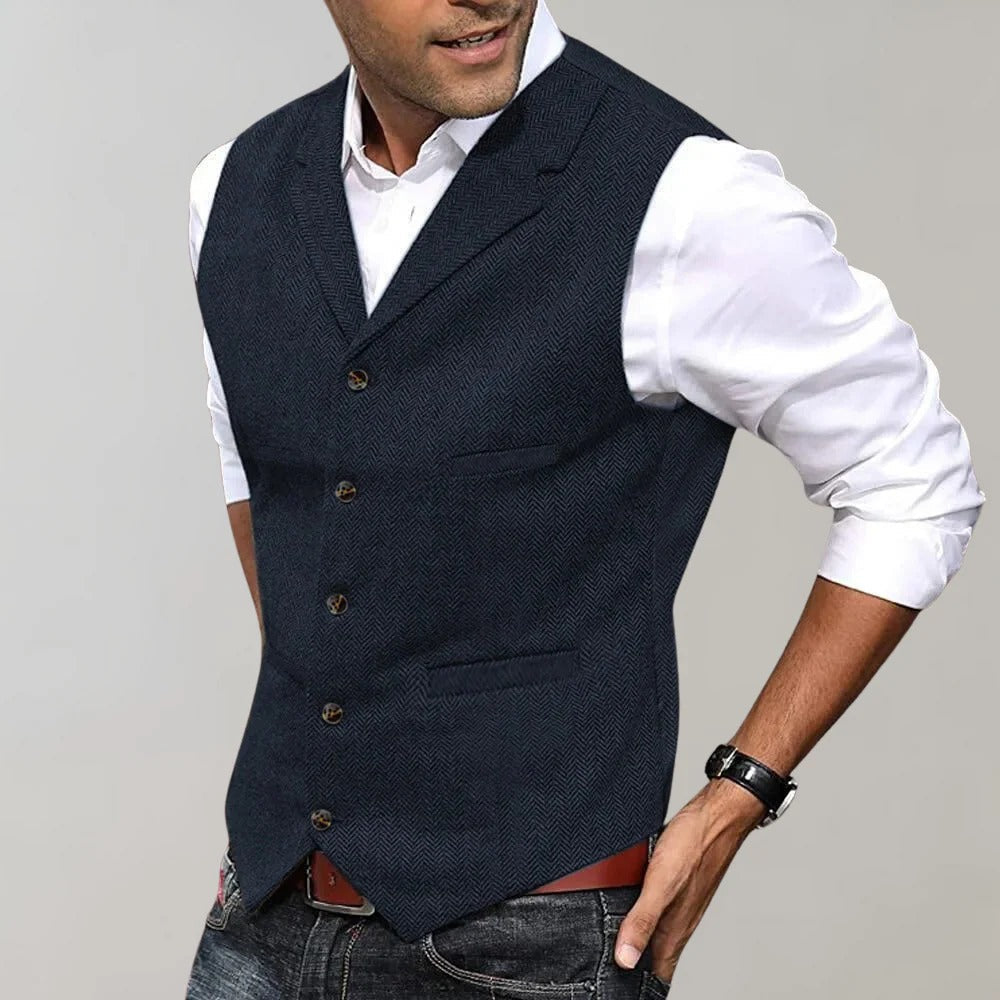Sterling Herringbone Wool Vest