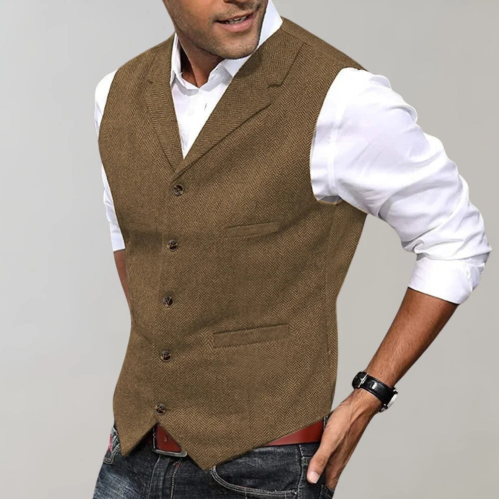 Sterling Herringbone Wool Vest