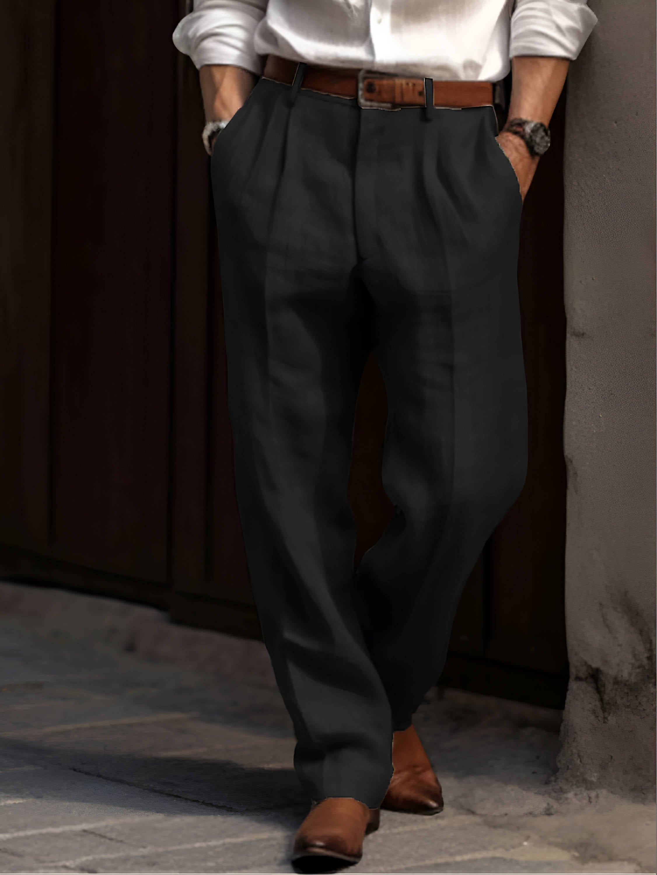 Valencia Linen Pleated Pants