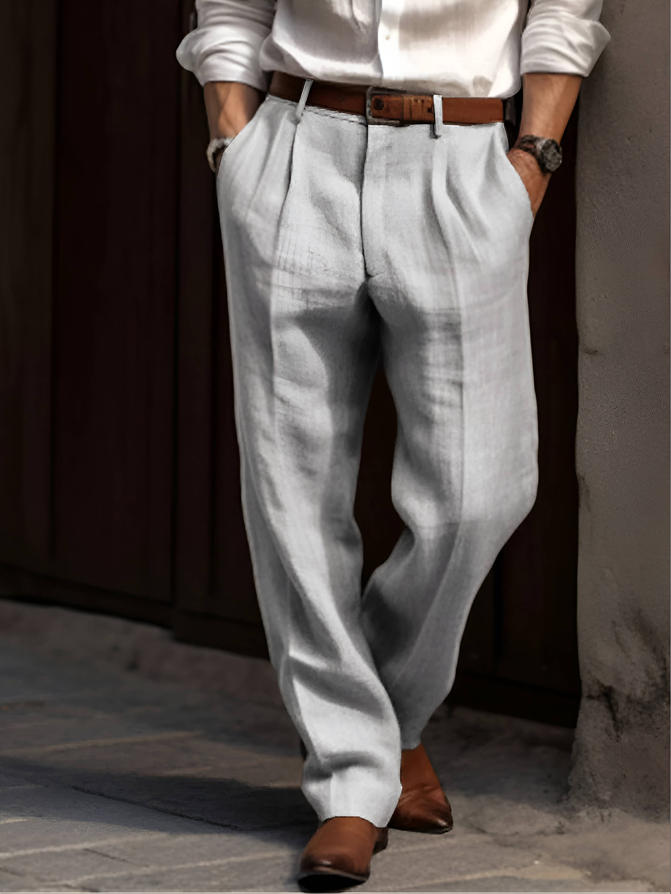 Valencia Linen Pleated Pants