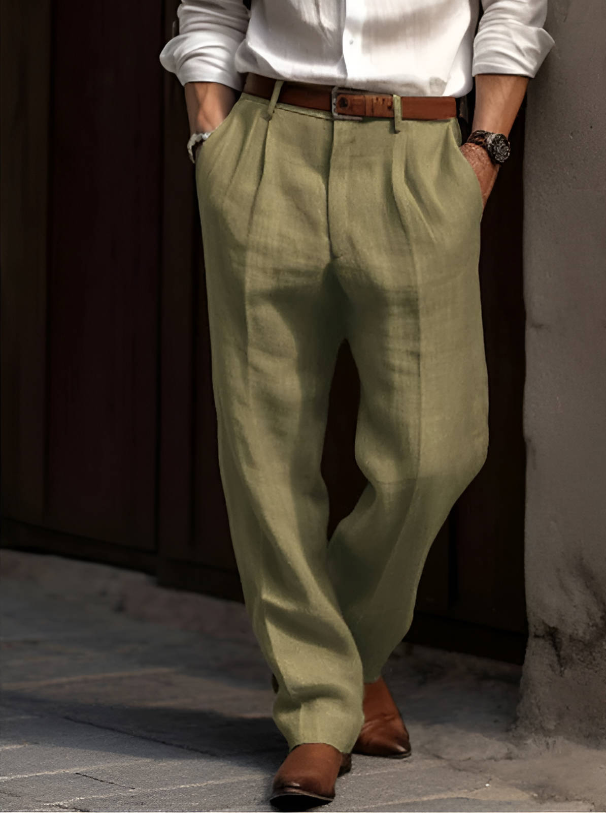 Valencia Linen Pleated Pants