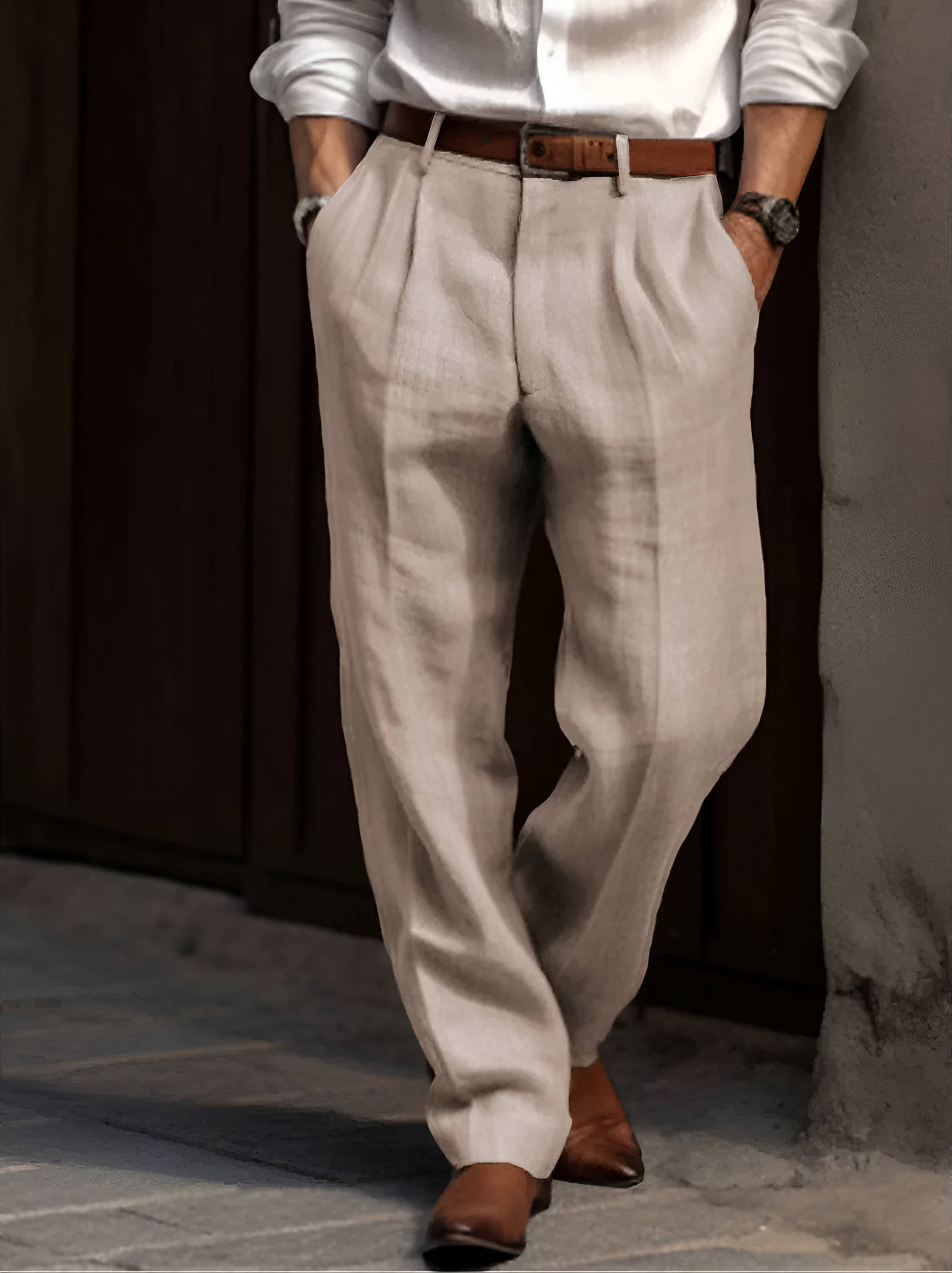 Valencia Linen Pleated Pants