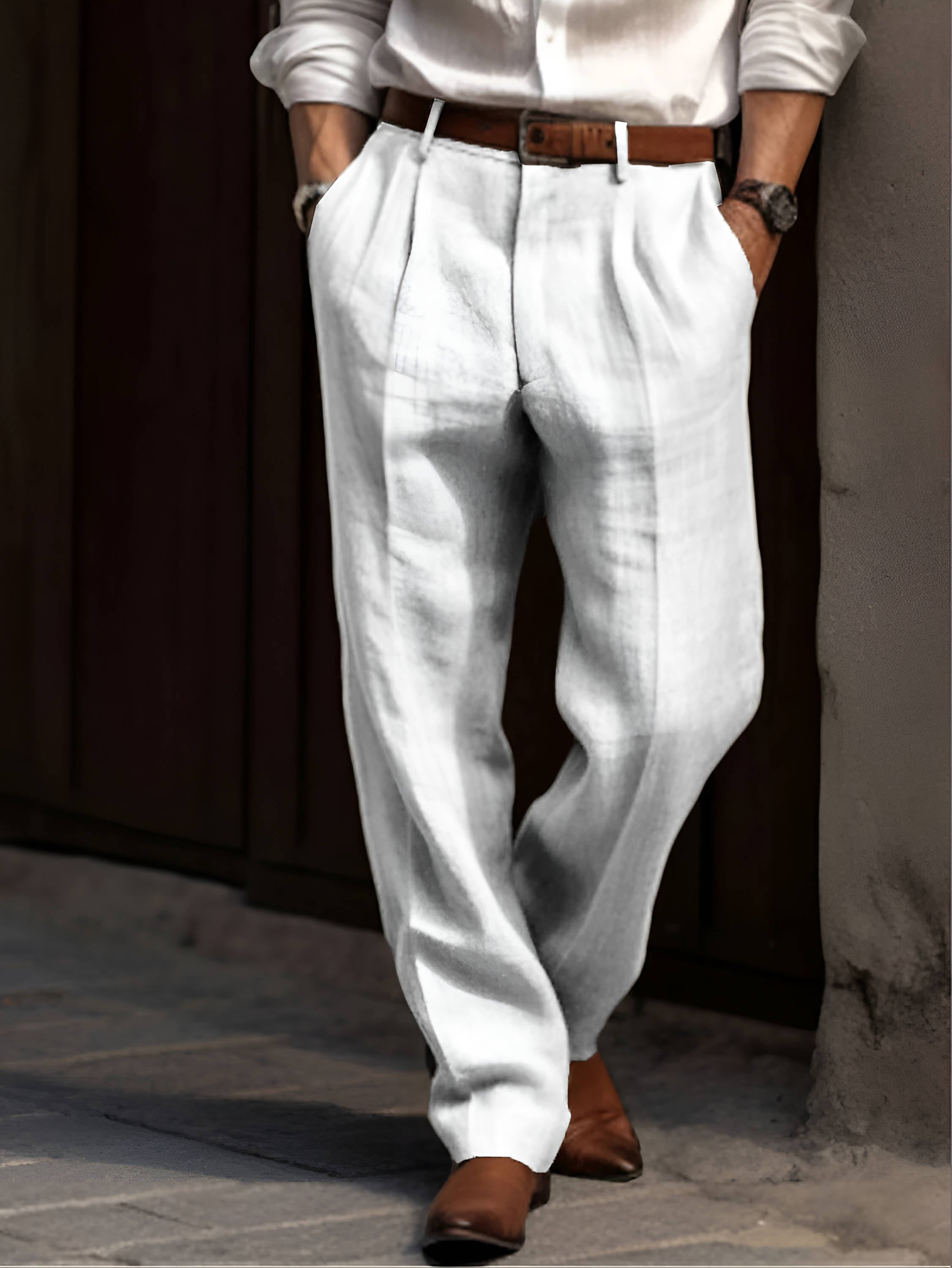 Valencia Linen Pleated Pants